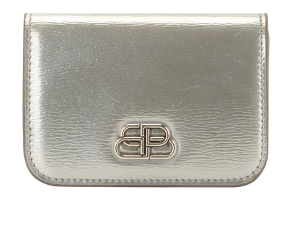Balenciaga BB Mini Wallet, &pound;150, Accessories, Grey/Metallic, Leather, Front view
